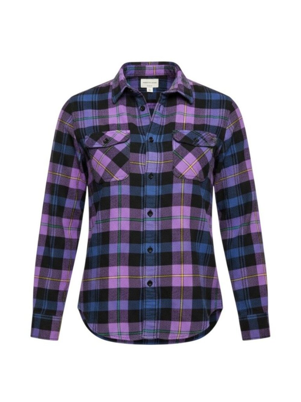American Eagle Womens Purple & Black Plaid Long Sleeve Button Up Shirt S Flannel